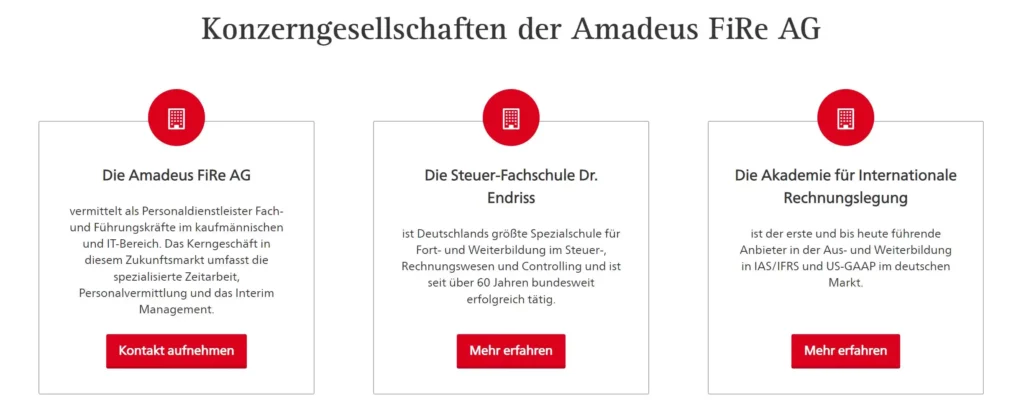 Amadeus Fire AG Aktienanalyse Konzerngesellschaften